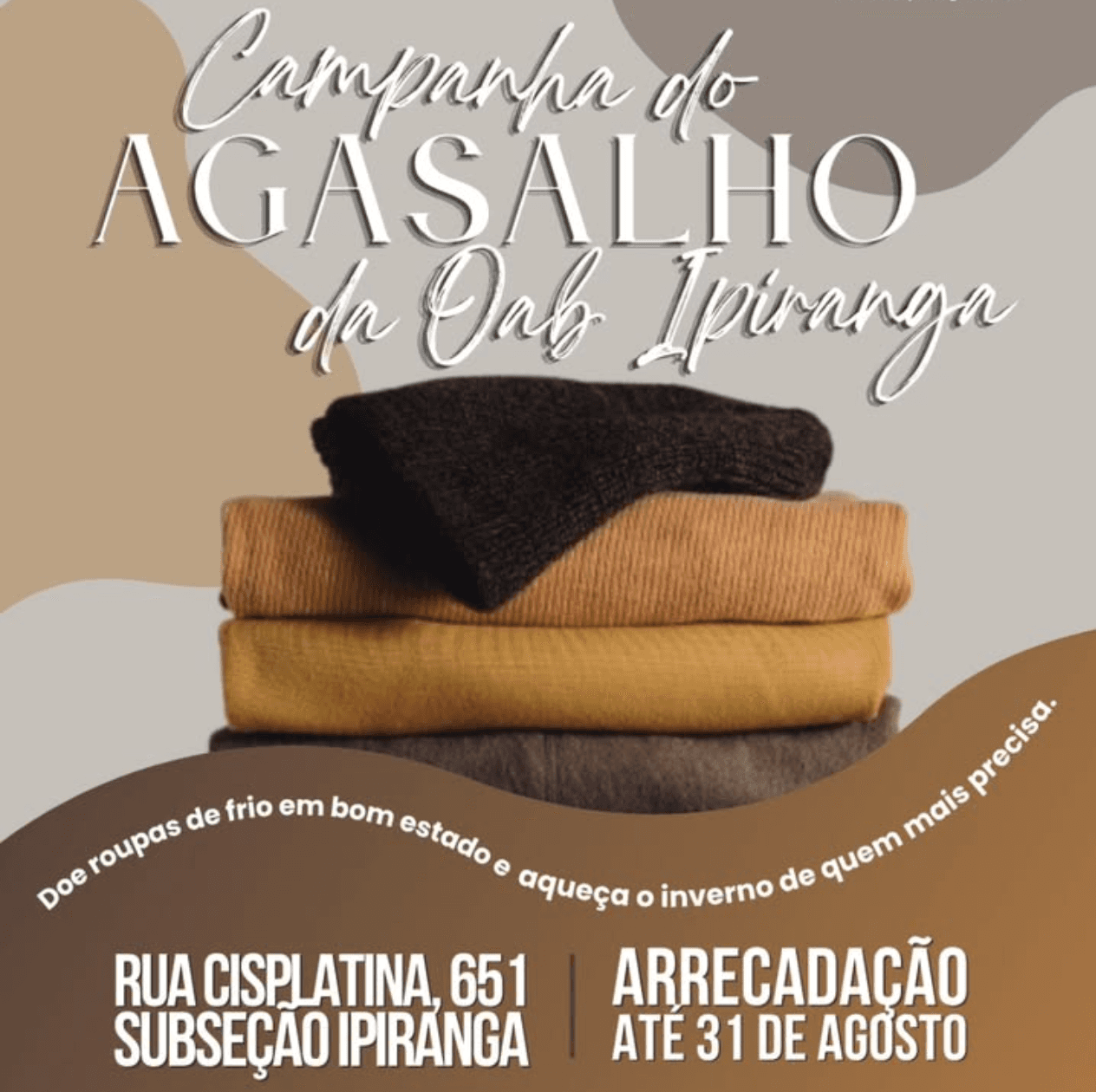 ❄️🧥 Campanha do Agasalho OAB Ipiranga 🧥❄️ (até 31/08)