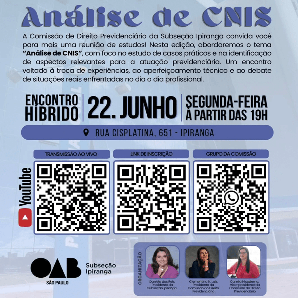 Análise de CNIS: encontro de estudos da Comissão de Direito Previdenciário
