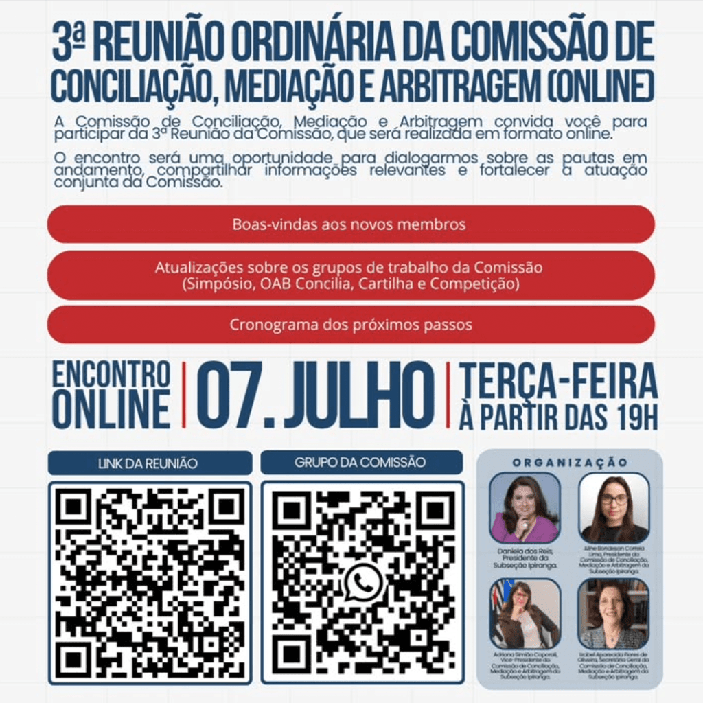 Reunião Online da Comissão de Conciliação, Mediação e Arbitragem