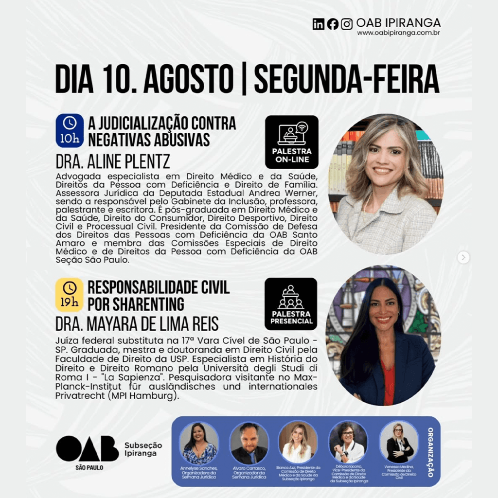 Semana Jurídica: A JUDICIALIZAÇÃO CONTRA NEGATIVAS ABUSIVAS + RESPONSABILIDADE CIVIL POR SHARENTING